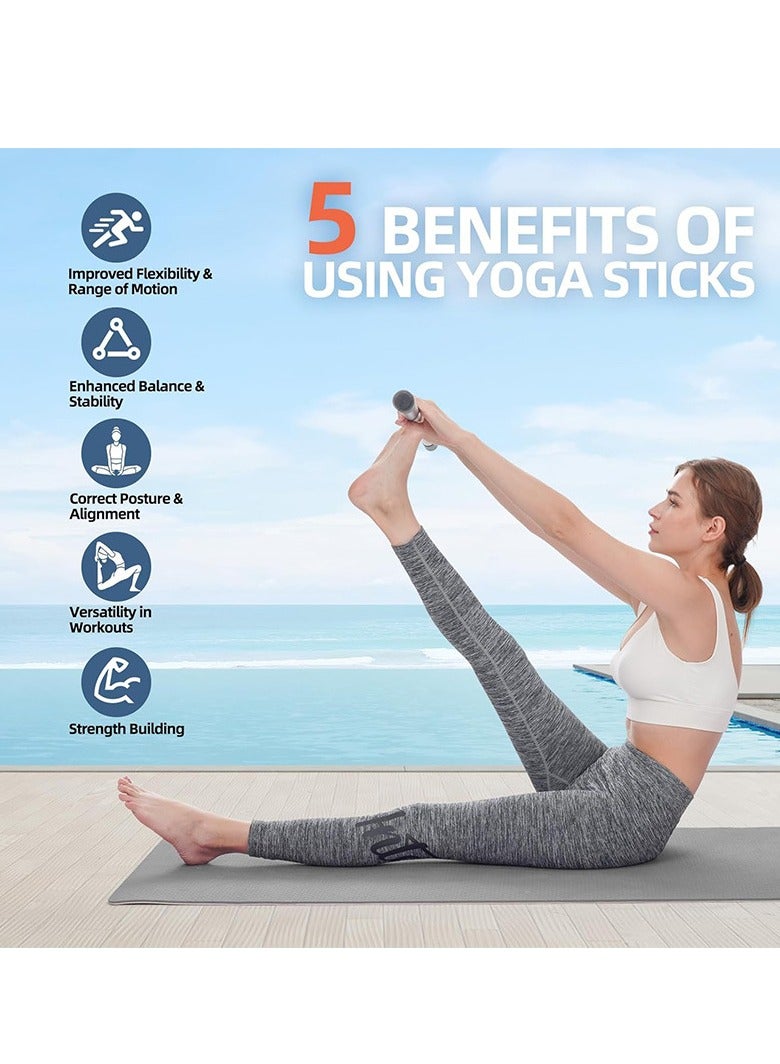 Generic Multifunctional Yoga Stick - Adjustable Metal Stretching Rod with Handles - Portable Exercise Aid (60in/152.4cm)  - Image 2