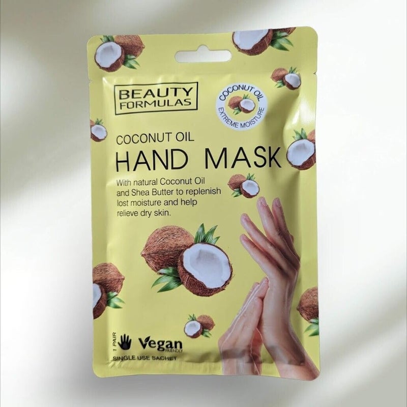 Beauty Formulas Coconut Oil Moisture Extreme Hand Mask - 1 Pair, Infused with Coconut Oil & Shea Butter for Deep Hydration - Image 2