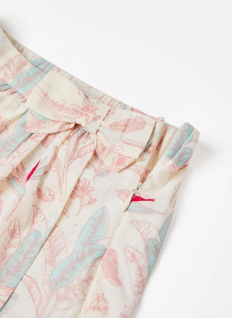 زيبي Zippy Cotton Skort With Floral Motif For Girls