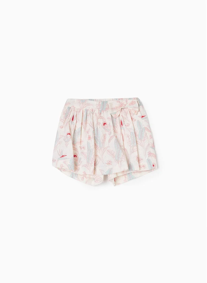 Zippy Zippy Cotton Skort With Floral Motif For Girls