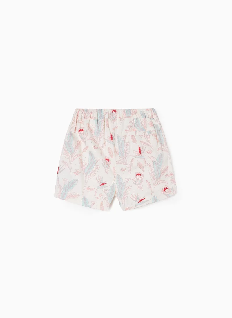 Zippy Zippy Cotton Skort With Floral Motif For Girls