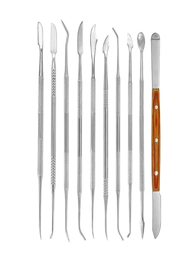 SeeFDENT 10 PCS Dental Wax Carving Tools Stainless Steel Waxing Modeling Kits - Image 2