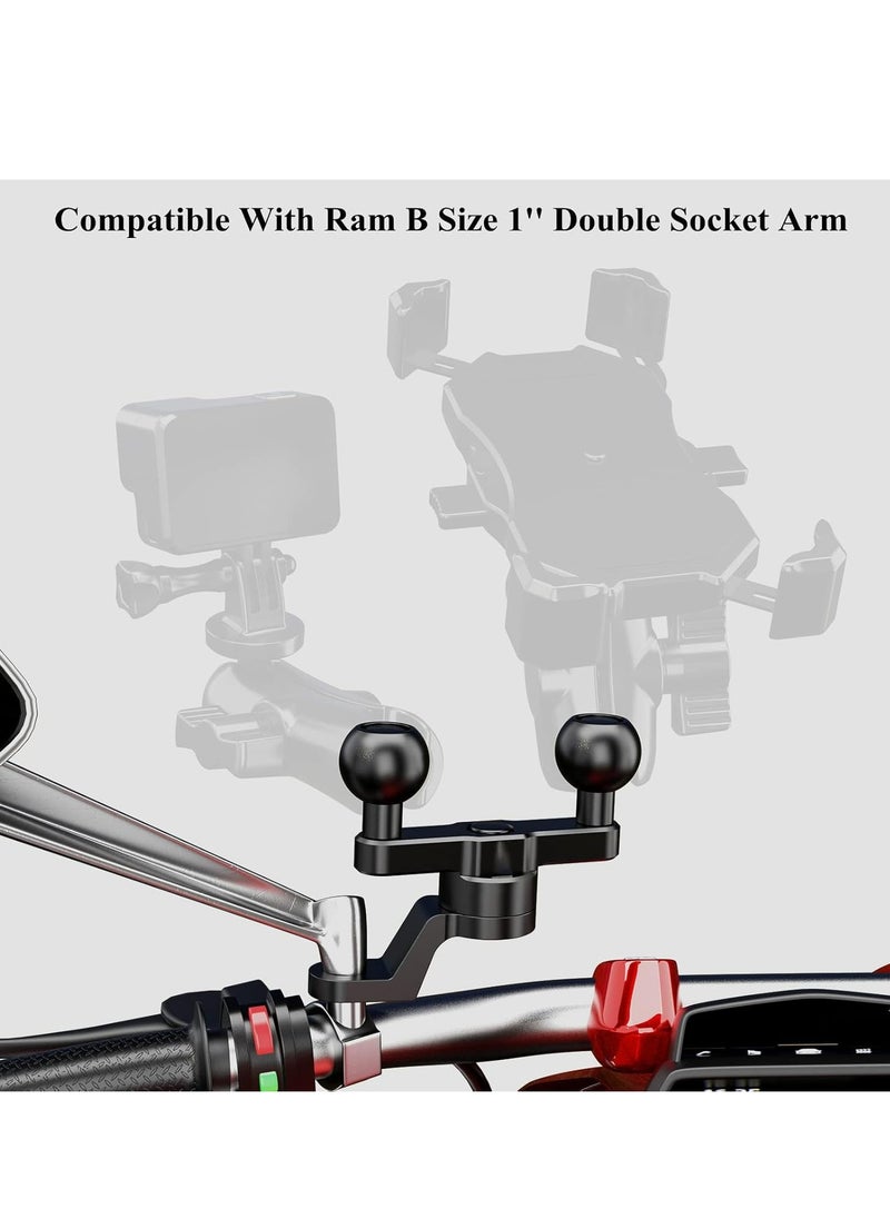 Oasisgalore - Aluminum Alloy Phone Holder Mount Base Bike Motorcycle Phone Mount Holder Base with RAM Mounts B Size 1 Inch Ball Double Socket Arm - Image 1