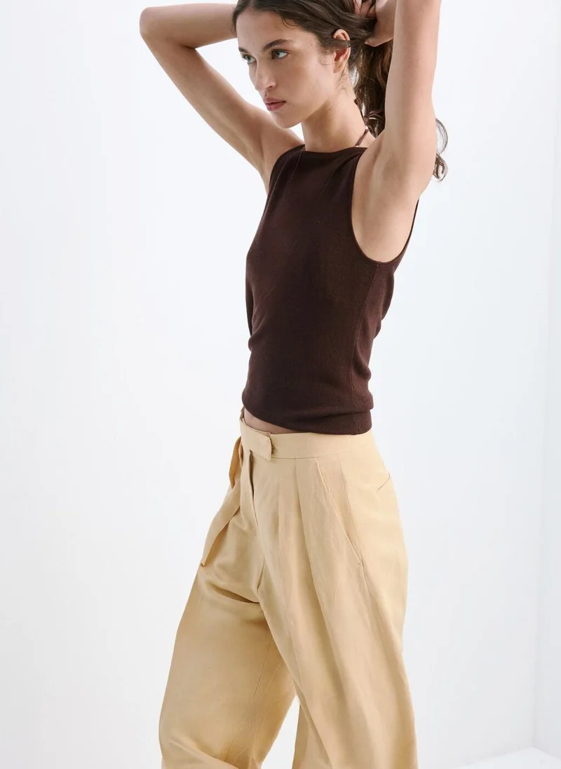 Mango 30-MARRON Fine-Knit Boatneck Top for Women | Best Price UAE