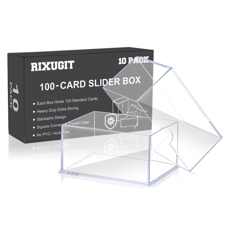RIXUGIT 10-Pack 100-Count Deck-Case Card-Box - 2 Piece Trading Card Storage Box, Trading Deck Boxes, Clear Case Collection Storage Box for Gaming, Sports, Playing - Image 1