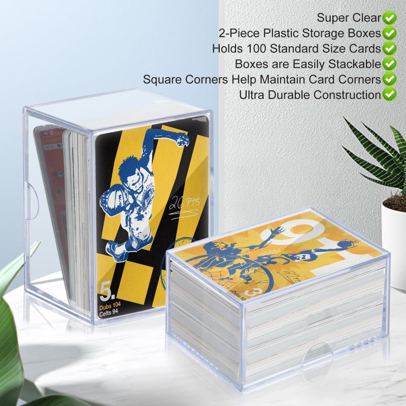 RIXUGIT 10-Pack 100-Count Deck-Case Card-Box - 2 Piece Trading Card Storage Box, Trading Deck Boxes, Clear Case Collection Storage Box for Gaming, Sports, Playing - Image 4