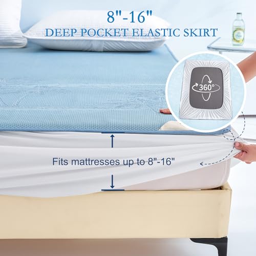 YOUR MOON Queen Size Cooling Mattress Pad for Hot Sleepers - Soft Breathable Noiseless Bed Pad Cover Mattress Cover, 8"-16" Deep Pocket - Enhanced Cooling Technology for Restful Sleep, Light Blue - Image 5