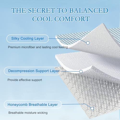 YOUR MOON Queen Size Cooling Mattress Pad for Hot Sleepers - Soft Breathable Noiseless Bed Pad Cover Mattress Cover, 8"-16" Deep Pocket - Enhanced Cooling Technology for Restful Sleep, Light Blue - Image 3