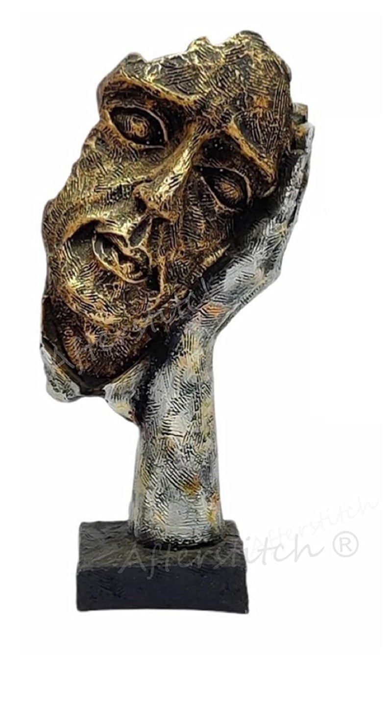 AFTERSTITCH Set of 3 Polyresin Human Face Sculptures Showpieces Three Modern Art 3D Decotaive no Evil Designs Idols for Home Living Room Decoration Gift Human face showpiece - Image 5