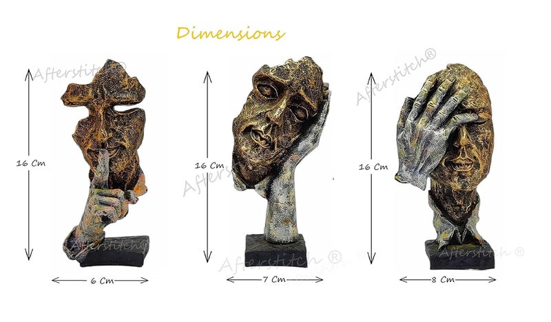 AFTERSTITCH Set of 3 Polyresin Human Face Sculptures Showpieces Three Modern Art 3D Decotaive no Evil Designs Idols for Home Living Room Decoration Gift Human face showpiece - Image 3
