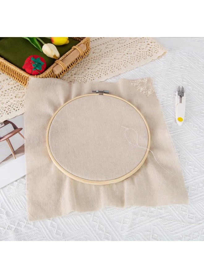LOVOUS 20 PCS Linen Embroidery Fabric, Pre-Cut Solid Color 5 Different Sizes 5.9 to 19.6inch Embroidery Cloth Fabric Squares, Needlework Sewing Quilting Cloth for DIY Garment Crafts Project, Natural Color - Image 2