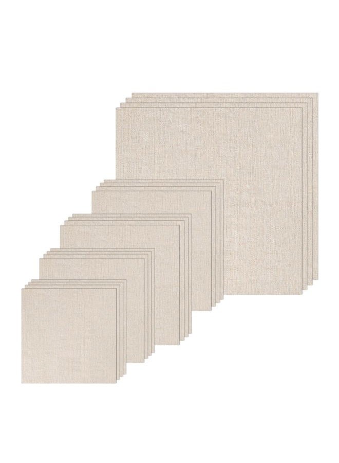 LOVOUS 20 PCS Linen Embroidery Fabric, Pre-Cut Solid Color 5 Different Sizes 5.9 to 19.6inch Embroidery Cloth Fabric Squares, Needlework Sewing Quilting Cloth for DIY Garment Crafts Project, Natural Color - Image 1