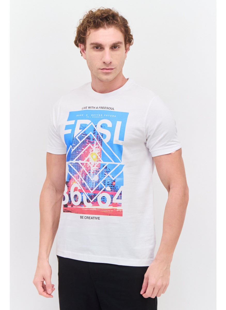 Free Soul - Men Crew Neck Short Sleeve Graphic Printed T-Shirt, White - Image 1