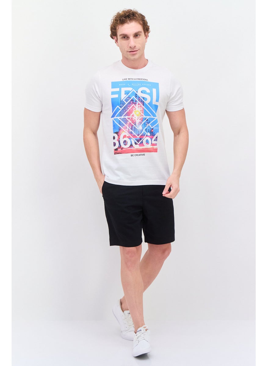 Free Soul - Men Crew Neck Short Sleeve Graphic Printed T-Shirt, White - Image 1