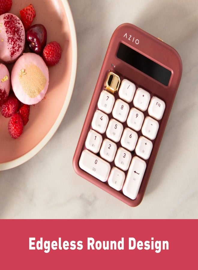 AZIO IZO Wireless Mechanical Calculator & Number Pad (Red/Gold) - Bluetooth 5.0 & USB, Gateron-Blue Mechanical Switch, 9 Backlight Modes, Rechargeable, PC & Mac Compatible, Baroque Rose (IN106) - Image 2