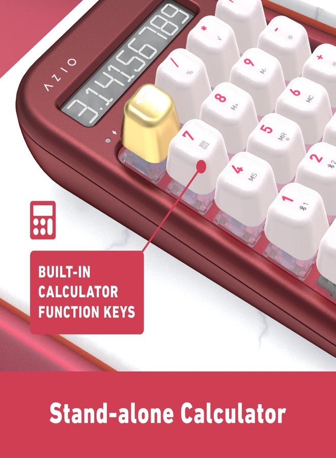 AZIO IZO Wireless Mechanical Calculator & Number Pad (Red/Gold) - Bluetooth 5.0 & USB, Gateron-Blue Mechanical Switch, 9 Backlight Modes, Rechargeable, PC & Mac Compatible, Baroque Rose (IN106) - Image 4