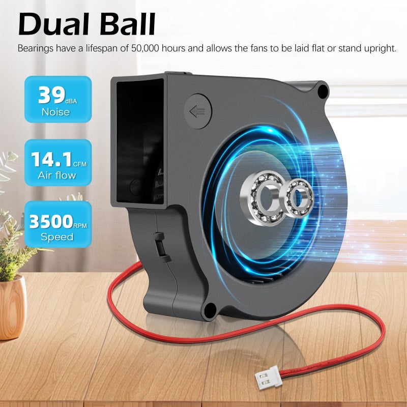 Wathai 75mm x 30mm 12V Blower Cooling Fan Dual Ball 12 Volt DC Centrifugal Fan 2pin for Amplifier RV Fridge Computer Case Ventilation or Project Replacement Part kit - Image 5