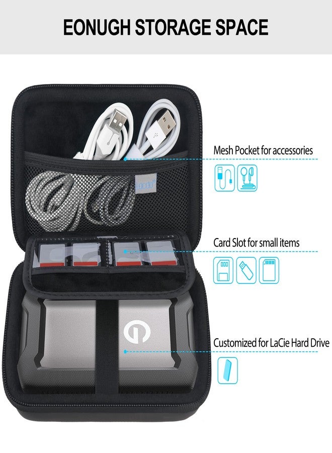 Lacdo Hard Drive Carrying Case for SanDisk Professional G-Drive ArmorATD - Rugged Portable External Hard Drive HDD USB-C USB 3.2 Gen 1 1TB 2TB 4TB 5TB 6TB Shockproof Protective Travel Bag, Black - Image 2