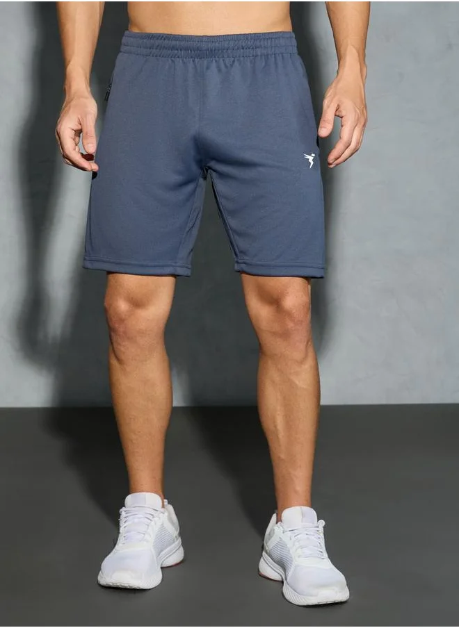 تكنوسبورت Technosport Men Solid Slim Fit Shorts with TECHNO DRY