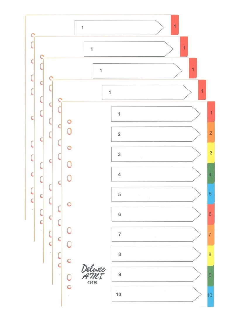 Deluxe Amt 5-Pack 10 Tab Paper Divider Multicolour  - Image 1