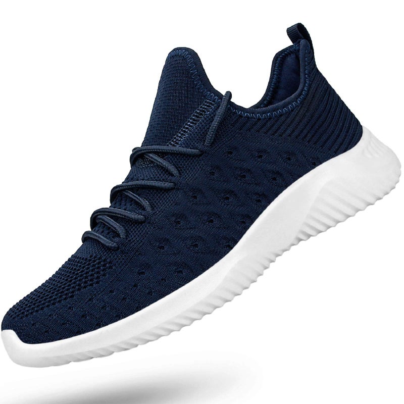 Feethit Mens Slip On Walking Shoes Lightweight Breathable Non Slip Running Shoes Comfortable Fashion Sneakers for Men Blue Size 8