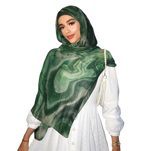 ZGMYC Watercolor Floral Printed Hijab Scarf for Women Soft Modal Cotton Instant Hijab Head Wraps Shawls Tie Dye Long Scarves - Image 4