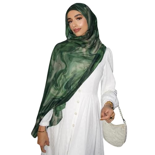 ZGMYC Watercolor Floral Printed Hijab Scarf for Women Soft Modal Cotton Instant Hijab Head Wraps Shawls Tie Dye Long Scarves - Image 3