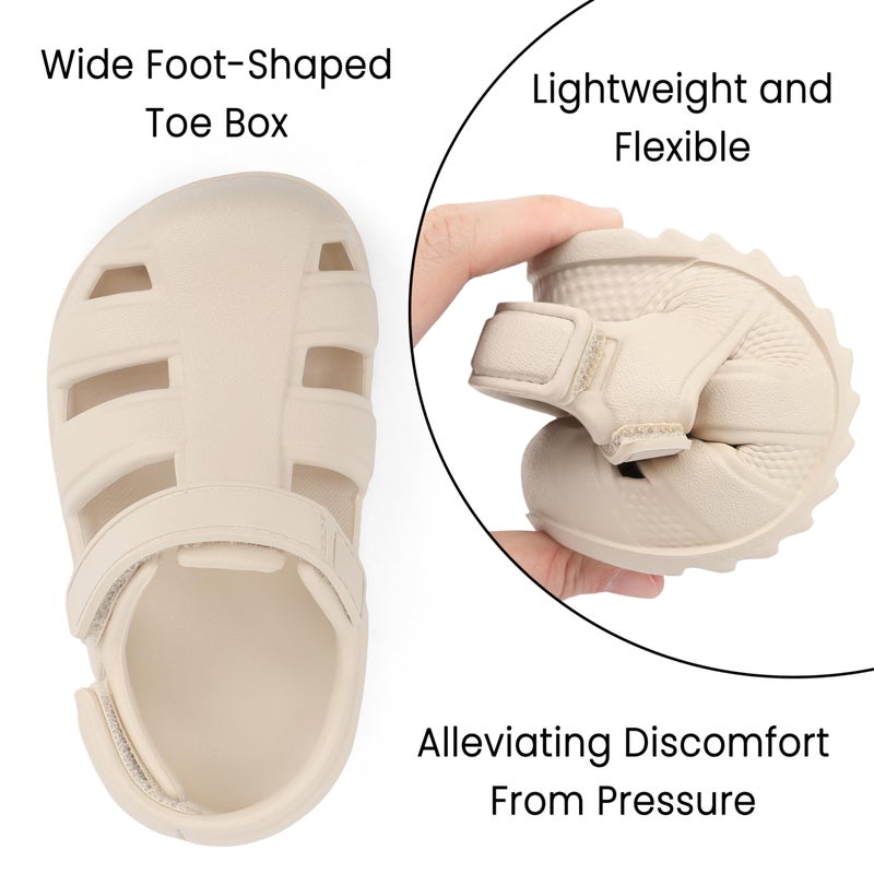ChayChax Toddler Classic Fisherman Sandals Boys Girls Closed Toe Water Pool Beach Sandal Naturally Splay,Beigeï¼Œ6 Toddler - Image 4