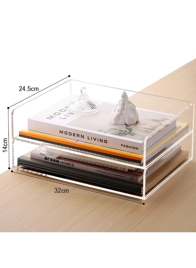 Paper tray organizer, transparent acrylic desktop organizer and accessories, office supplies organizer, stackable file rack, school classroom workspace, art storage, letter tray -2nd floor - Image 2
