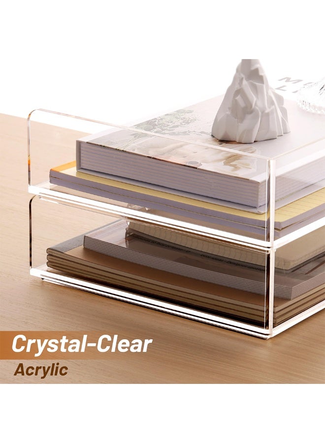 Paper tray organizer, transparent acrylic desktop organizer and accessories, office supplies organizer, stackable file rack, school classroom workspace, art storage, letter tray -2nd floor - Image 5