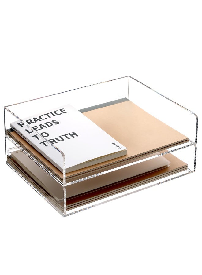 Paper tray organizer, transparent acrylic desktop organizer and accessories, office supplies organizer, stackable file rack, school classroom workspace, art storage, letter tray -2nd floor - Image 1