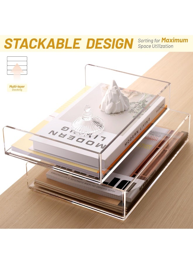 Paper tray organizer, transparent acrylic desktop organizer and accessories, office supplies organizer, stackable file rack, school classroom workspace, art storage, letter tray -2nd floor - Image 3