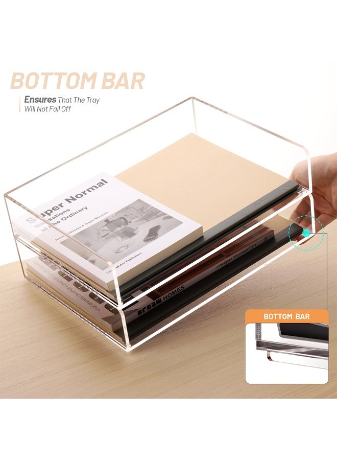 Paper tray organizer, transparent acrylic desktop organizer and accessories, office supplies organizer, stackable file rack, school classroom workspace, art storage, letter tray -2nd floor - Image 4