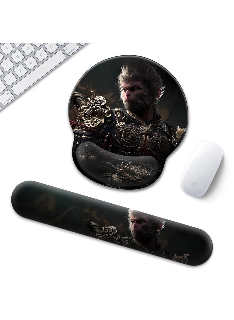Y&D Black Myth Wukong Enlarged Superfine Fiber Soft Smooth Memory Foam Ergonomic Mouse Pad Keyboard Wrist Rest Comfortable for Desktop Laptop Mac or Gaming Stress Free Typing - Image 1