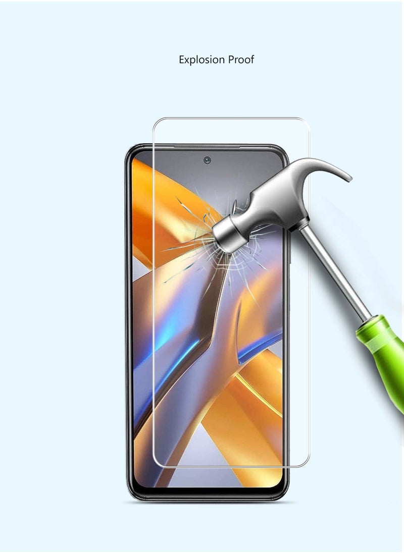 Techie - HD Tempered Glass Screen Protector for Xiaomi Poco M5s - Anti Reflection Anti Bubbles 9H Hardness 0.33 mm Rounded Edges Easy Installation - Image 1