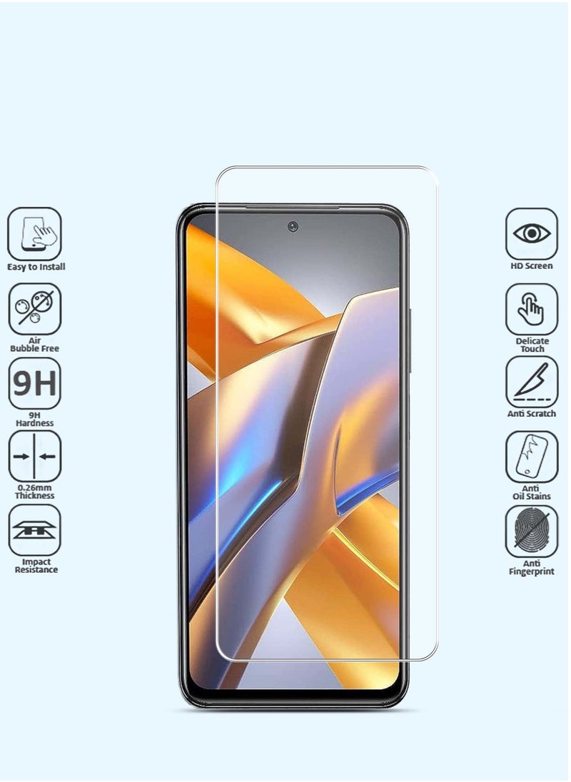 Techie - HD Tempered Glass Screen Protector for Xiaomi Poco M5s - Anti Reflection Anti Bubbles 9H Hardness 0.33 mm Rounded Edges Easy Installation - Image 1