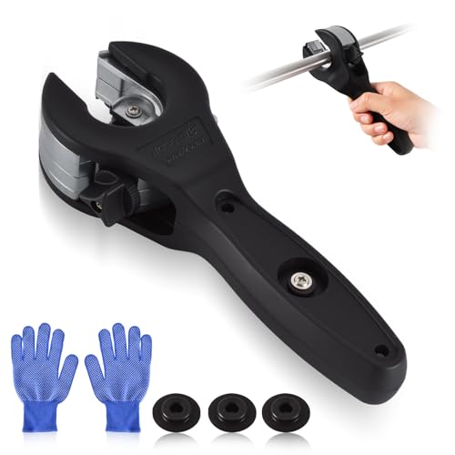 SYFLHYP 3rd Gen Ratcheting Tube Cutter in Narrow Space, Premium Pipe Cutters(1/4in to 1-1/8in) for Copper, Brass, Aluminum, PVC and PPR, Total 3 Steel Bades, 1 Pair of Slip-free Gloves - Image 1