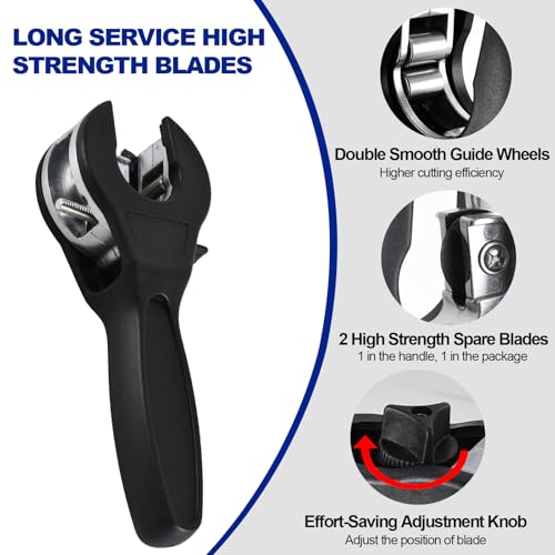 SYFLHYP 3rd Gen Ratcheting Tube Cutter in Narrow Space, Premium Pipe Cutters(1/4in to 1-1/8in) for Copper, Brass, Aluminum, PVC and PPR, Total 3 Steel Bades, 1 Pair of Slip-free Gloves - Image 3