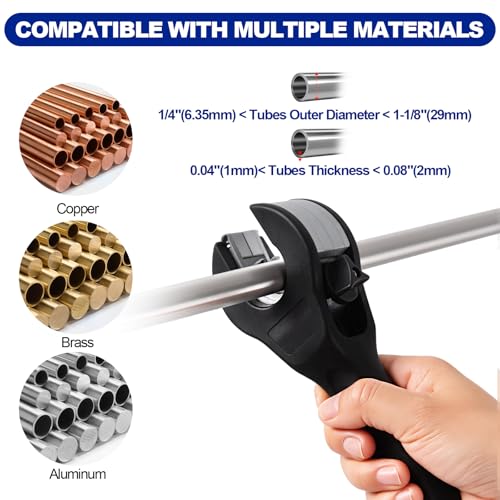 SYFLHYP 3rd Gen Ratcheting Tube Cutter in Narrow Space, Premium Pipe Cutters(1/4in to 1-1/8in) for Copper, Brass, Aluminum, PVC and PPR, Total 3 Steel Bades, 1 Pair of Slip-free Gloves - Image 5