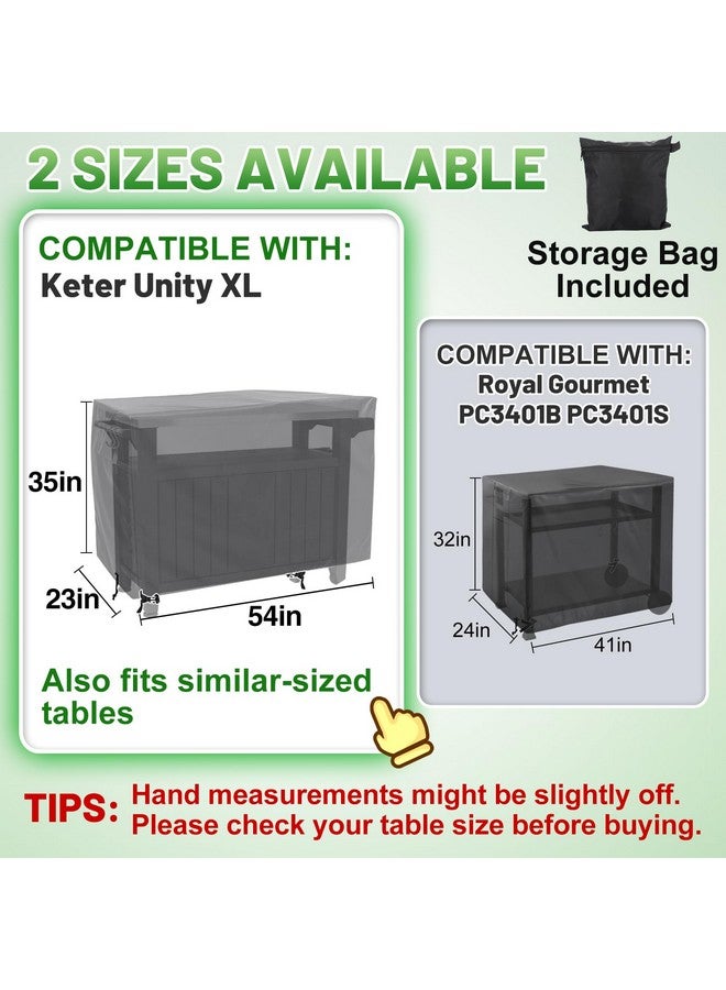 PAMASE PAMASE Outdoor Dining Cart Cover - 54"L*23"W*35"H Grill Covers for Keter Unity XL Portable Cabinet Bar, Heavy Duty Waterproof BBQ Food Prep Table Serving Worktable Metal Movable Station  - Image 3