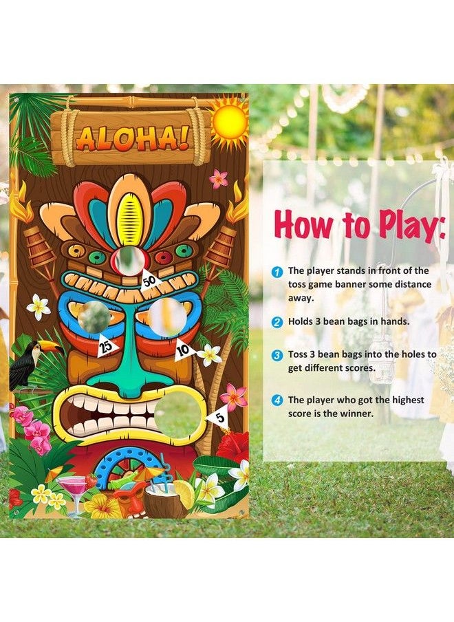 Blulu - Luau Party Games Hawaiian Game Tiki Party Toss Games Banner With 3 Bean Bags Totem Decor For Kids Summer Tropical Carnival Party Supplies - Image 1