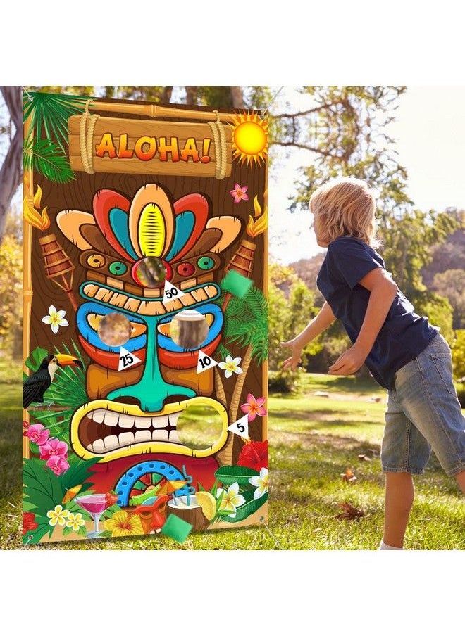 Blulu - Luau Party Games Hawaiian Game Tiki Party Toss Games Banner With 3 Bean Bags Totem Decor For Kids Summer Tropical Carnival Party Supplies - Image 1