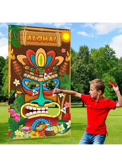 Luau Party Games Hawaiian Game Tiki Party Toss Games Banner With 3 Bean Bags Totem Decor For Kids Summer Tropical Carnival Party Supplies