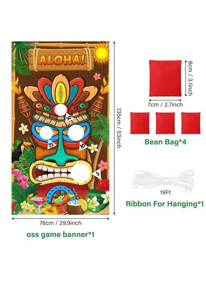 Blulu - Luau Party Games Hawaiian Game Tiki Party Toss Games Banner With 3 Bean Bags Totem Decor For Kids Summer Tropical Carnival Party Supplies - Image 1