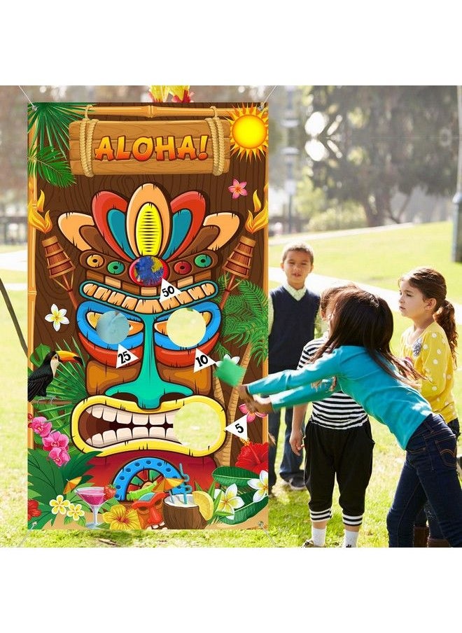 Blulu - Luau Party Games Hawaiian Game Tiki Party Toss Games Banner With 3 Bean Bags Totem Decor For Kids Summer Tropical Carnival Party Supplies - Image 1