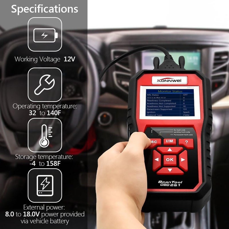 KONNWEI OBD2 Scanner KW850 - Universal Vehicle Diagnostic Tool for O2 Sensor Systems and Check Engine Light - Image 2