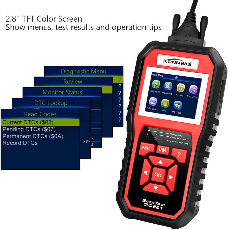KONNWEI OBD2 Scanner KW850 - Universal Vehicle Diagnostic Tool for O2 Sensor Systems and Check Engine Light - Image 4