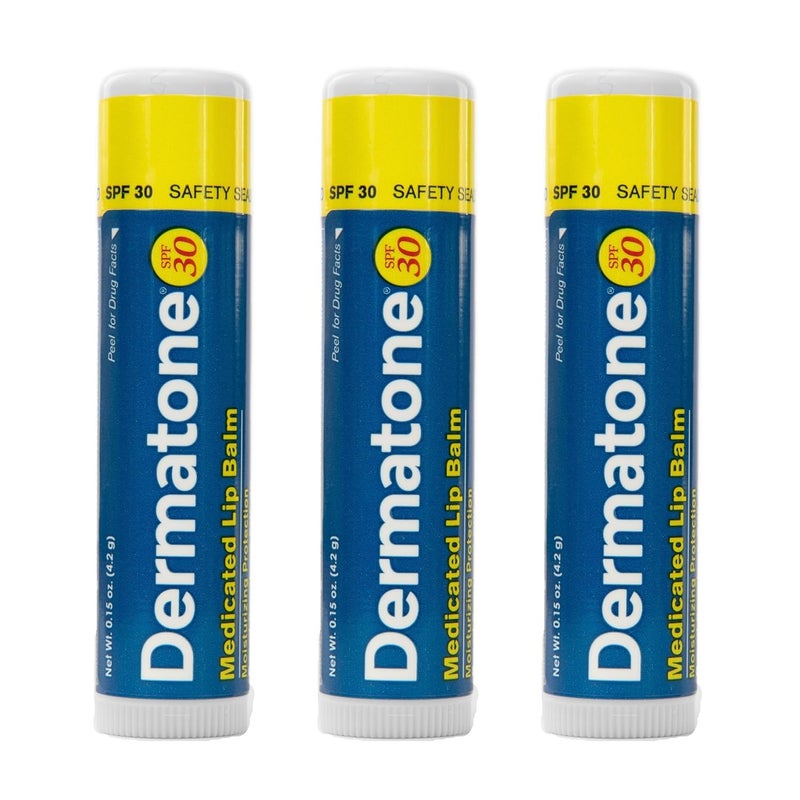 Dermatone Original Lip Balm  Medicated  Moisturizing  Cocoa Butter Aloe Vitamin E  Soothe  Heal Chapped Lips  SPF30  3Pack 015oz sticks