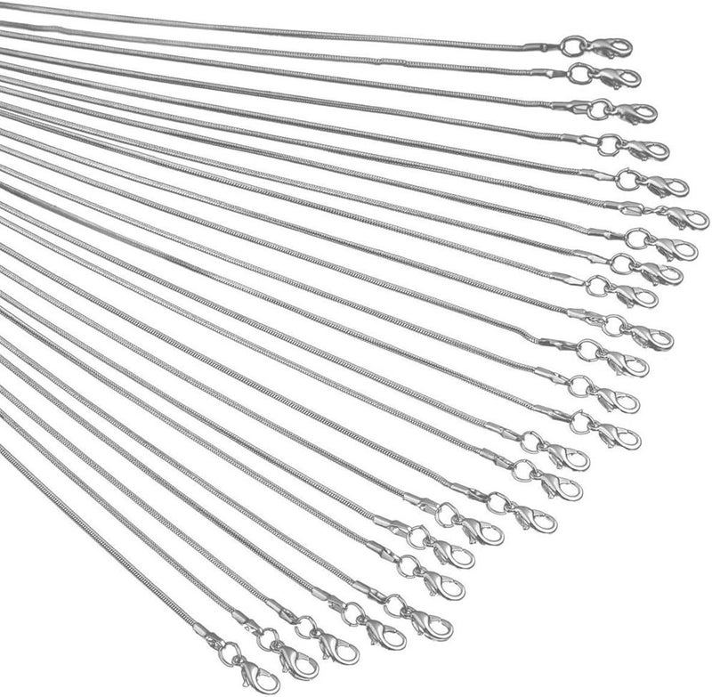 Cmidy Snake Chains Necklace 24pcs 925 Silver Plated 1.2mm DIY Charms Link with Lobster Clasps for Jewelry Making (16 inch) - Image 1