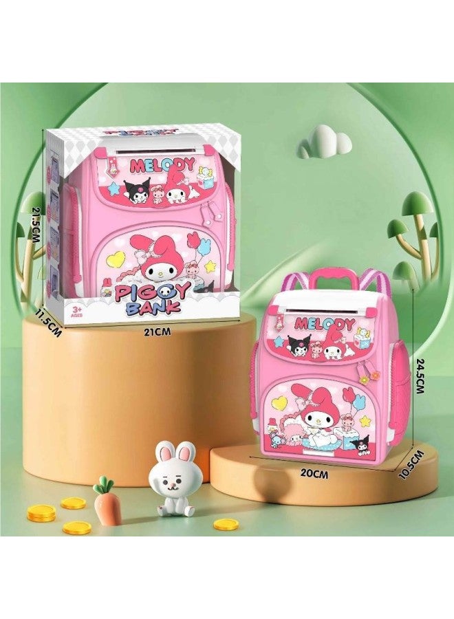 Electric Children's Piggy Bank Backpack Toy Fingerprint Cartoon Automatic Roll Piggy Bank Creative Toy Birthday Gift-Color:172642 Password Fingerprint Voice Cash Deposit  - Image 4